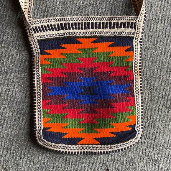 Colorful Geometric Pattern Fabric Crossbody Bag - Picture 3 of 9